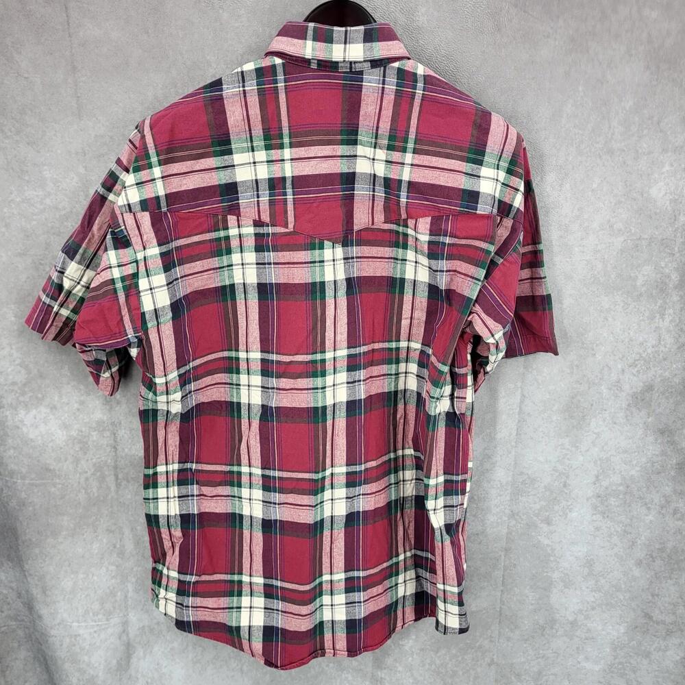 Panhandle Slim Western Shirt Mens 16 Large Plaid Pearl Snap Rodeo USA Vtg Heavy - Picture 6 of 12